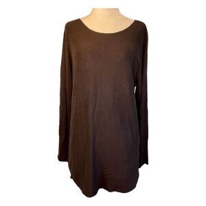 Joan‎ Vass Cashmere Mix Crewneck Tunic Sweater Chocolate Brown KnitS